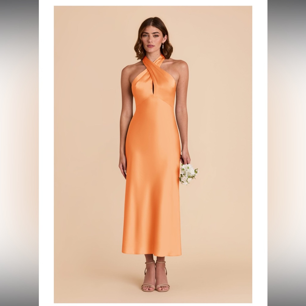 Elegant Apricot Satin Dress